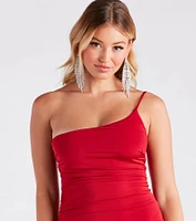 Madalyn One-Shoulder High Slit Formal Dress