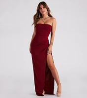 Whittney Strapless High Slit Formal Dress