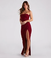 Whittney Strapless High Slit Formal Dress