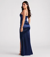 Stacie Satin Corset Wrap Formal Dress