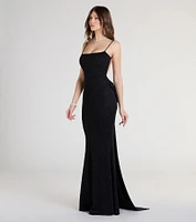 Gwendolyn Glitter Knit Bow-Back Mermaid Dress