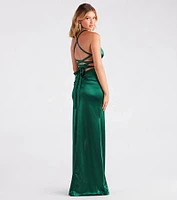 Rose Formal Satin Lace-Up Mermaid Dress