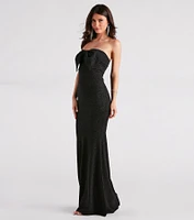 Alissa Bow-Front Glitter Knit Mermaid Dress