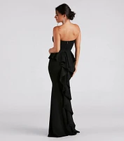 Breanne Strapless Ruffled Back Mermaid Dress