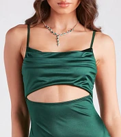 Kyla Cutout High Slit Satin Formal Dress