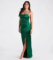 Annabelle Knit Satin Formal Dress