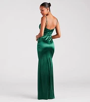 Jaycee Formal Satin Corset Mermaid Dress