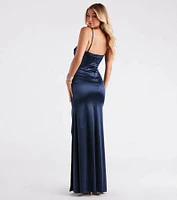 Jules Formal Satin Pleat Long Dress