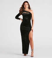 Gracie Formal Velvet Side Slit Dress