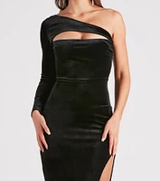 Gracie Formal Velvet Side Slit Dress