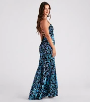 Noel Formal Sequin Velvet Lace-Up Dress