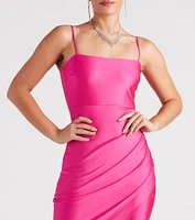Margot Ruched Wrap-Front Formal Dress