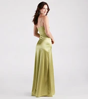 Maisy Cutout High Slit Satin Formal Dress