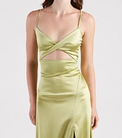 Maisy Cutout High Slit Satin Formal Dress