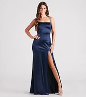 Ilya Satin Backless Mermaid Dress