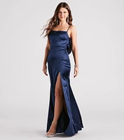 Ilya Satin Backless Mermaid Dress