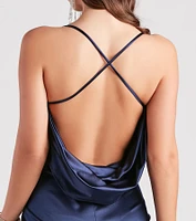 Ilya Satin Backless Mermaid Dress