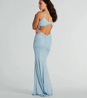Britnee Formal Glitter Open Back Long Dress