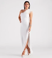 Patricia Formal Crepe Marabou Long Dress