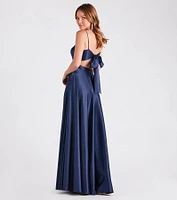 Emilie Satin Tie-Back A-Line Formal Dress