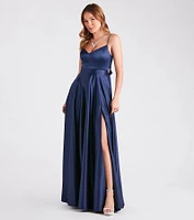 Emilie Satin Tie-Back A-Line Formal Dress