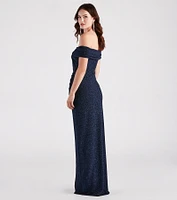 Bebe Formal Glitter Wrap Dress