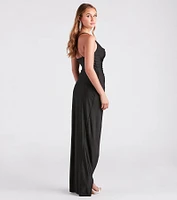 Arabella High Slit Cowl Neck Dress