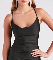 Arabella High Slit Cowl Neck Dress