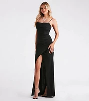 Heather Formal Crepe Mermaid Long Dress