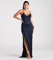 Jessica Formal Lace Slit Long Dress