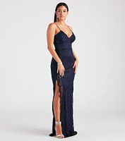 Jessica Formal Lace Slit Long Dress
