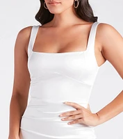 Lia Ruched Satin High Slit Formal Dress