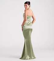 Priscilla Formal Satin Strapless Mermaid Dress