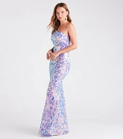 Meredith One-Shoulder Sequin Formal Dress