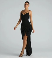 Luna Formal Crepe Bow Mermaid Long Dress