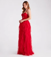 Ruth Formal Lace Tulle Ruffled Dress