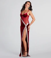 Corrie Formal Velvet Mesh Dress