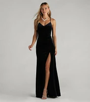 Jaymie Formal Velvet Lace Back Mermaid Dress