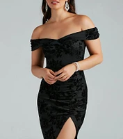 Darcey Formal Flocked Velvet Mermaid Dress