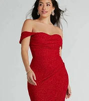 Airlie Formal Glitter Off-The-Shoulder Dress