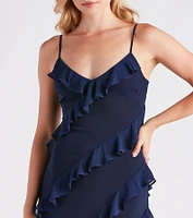 Melrose Formal Mesh Ruffle Mermaid Dress