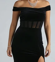 Frances Formal Velvet Off The Shoulder Dress