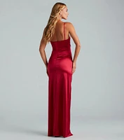 Jolina Wrap Skirt Satin Dress