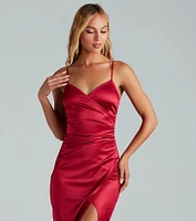 Jolina Wrap Skirt Satin Dress