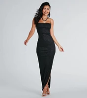 Mckayla Formal Glitter Strappy Back Dress