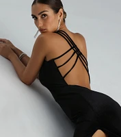 Lilian Formal Glitter Velvet Strappy Back Long Dress