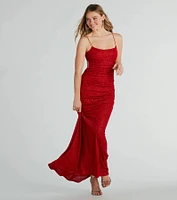 Britnee Formal Glitter Open Back Long Dress