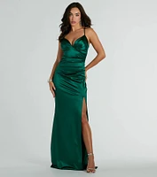 Jordyn Formal Satin Mermaid Dress With Train