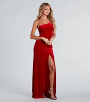 Loni Formal Velvet One-Shoulder Mermaid Dress