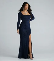 Annie Formal Glitter Lace-Up Mermaid Dress